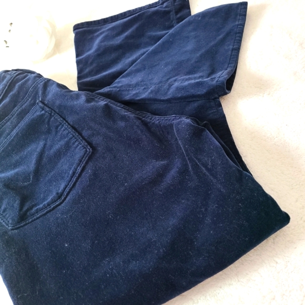 Navy Blue High Rise Velvet Pants - Picture 9 of 9
